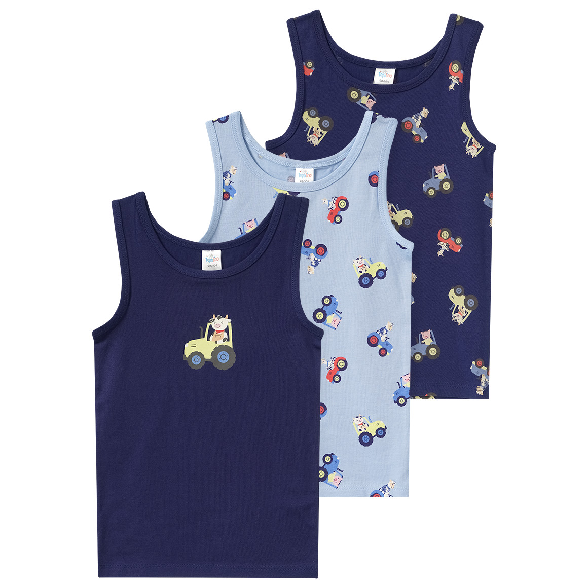 3 Jungen Unterhemden in verschiedenen Dessins