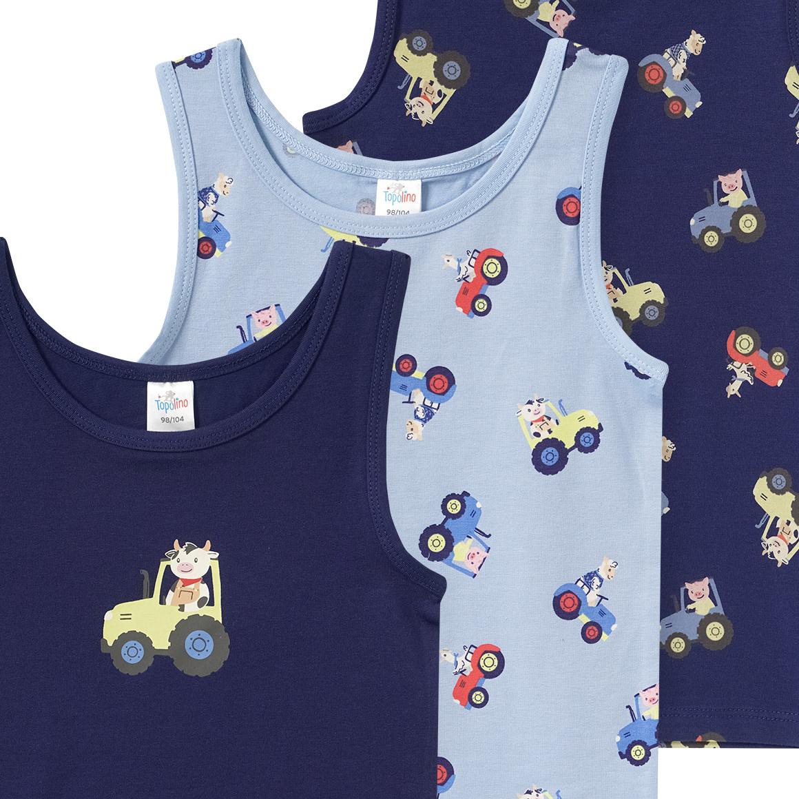 3 Jungen Unterhemden in verschiedenen Dessins