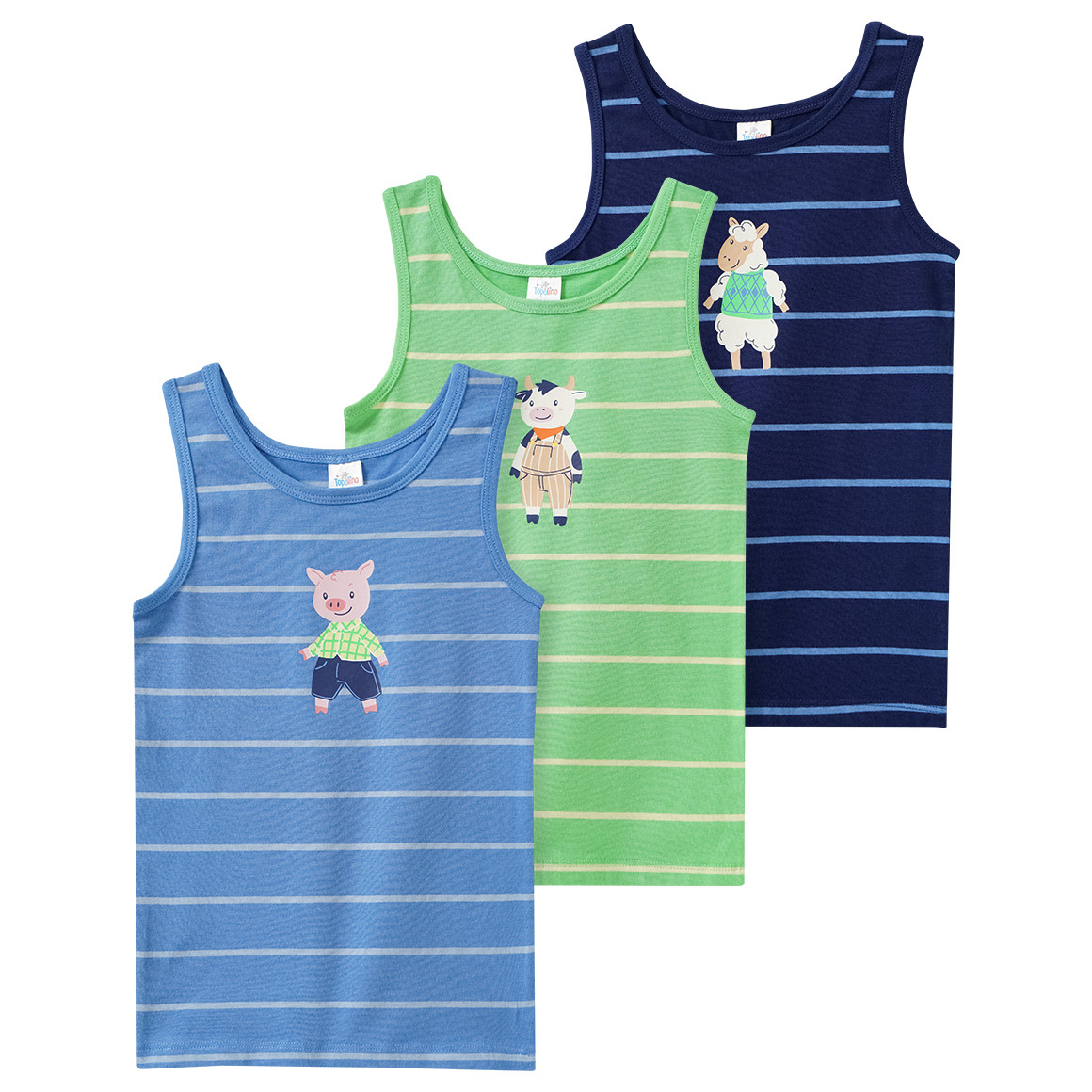 3 Jungen Unterhemden in verschiedenen Dessins