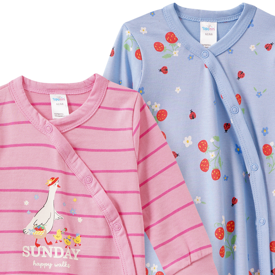 2 Baby Schlafanzüge aus Bio-Baumwolle