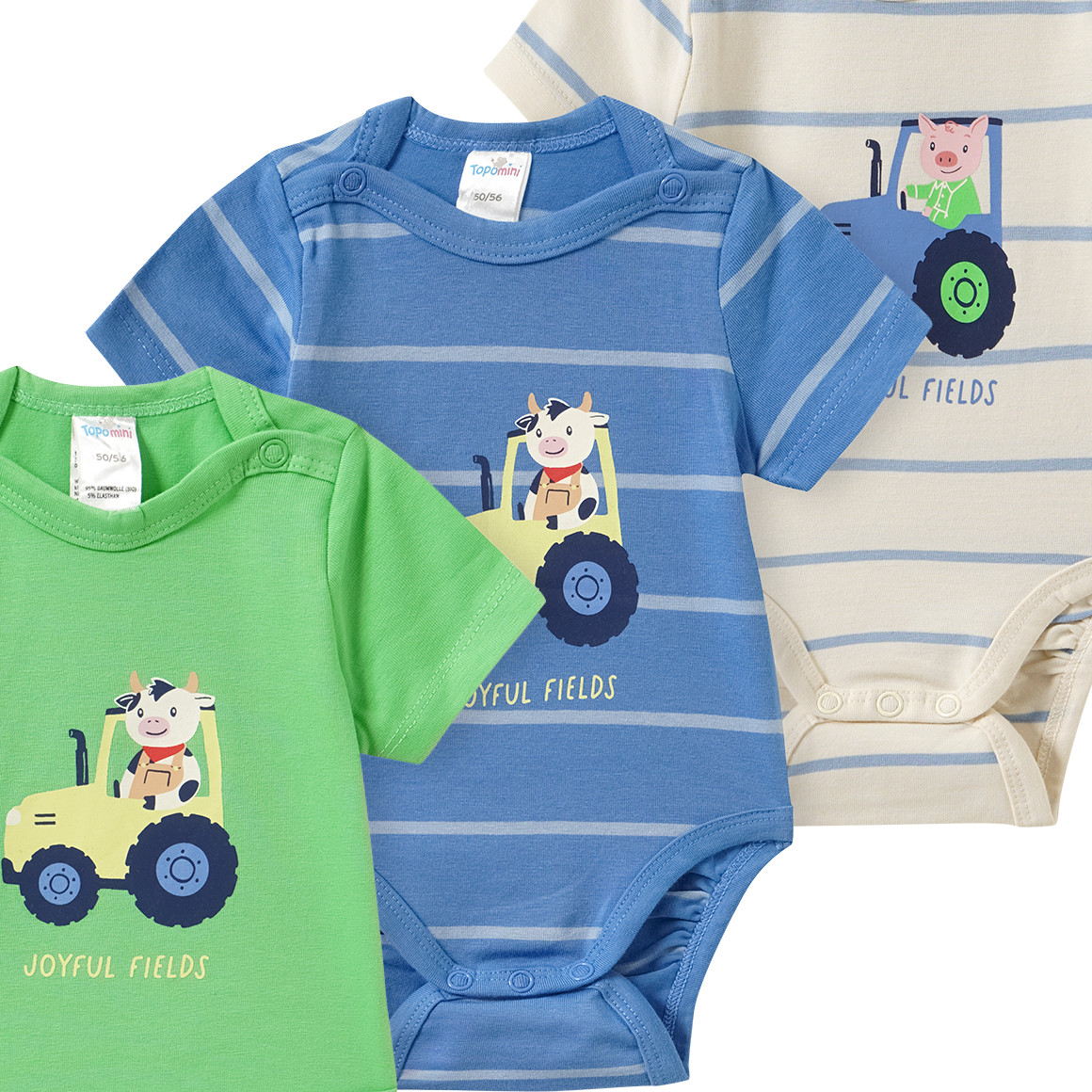 5 Baby Bodys in verschiedenen Dessins