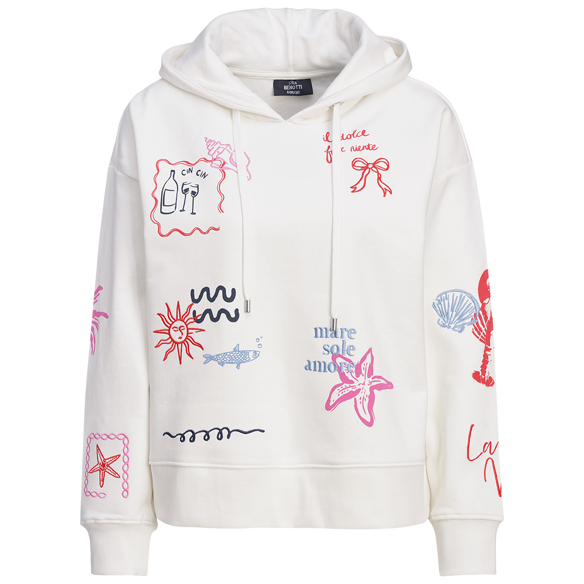 Damen Hoodie mit Print und Stickerei
