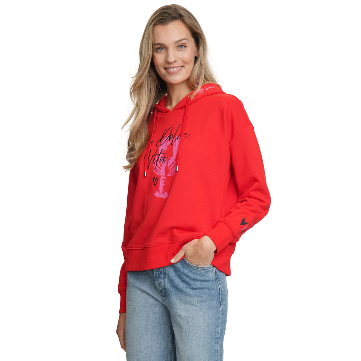 Damen Hoodie mit Print und Stickerei