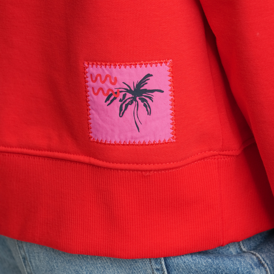 Damen Hoodie mit Print und Stickerei