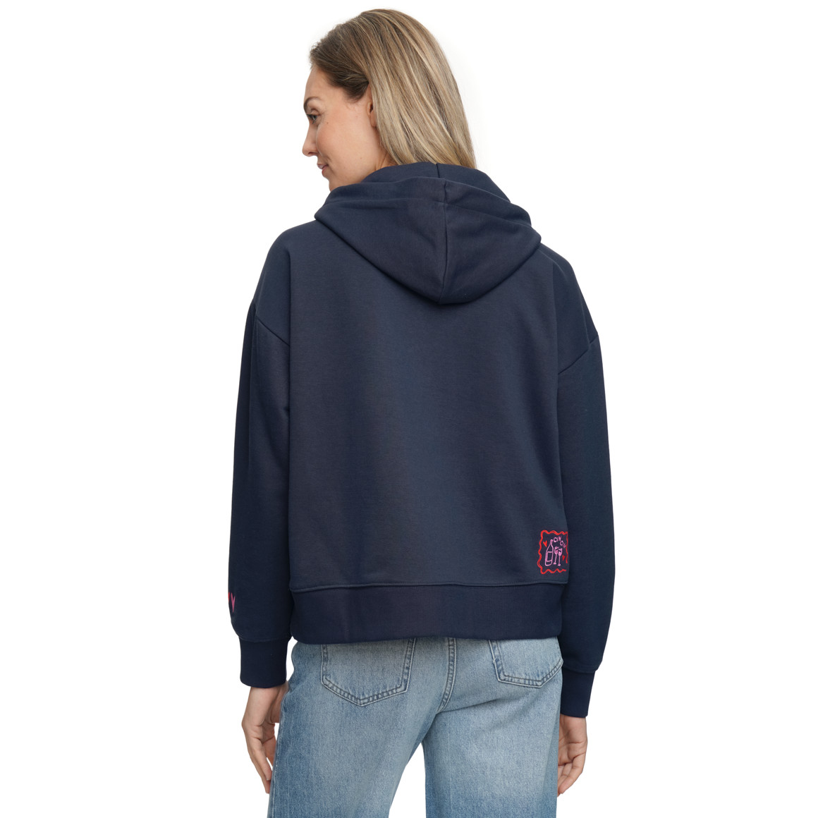 Damen Hoodie mit Print und Stickerei