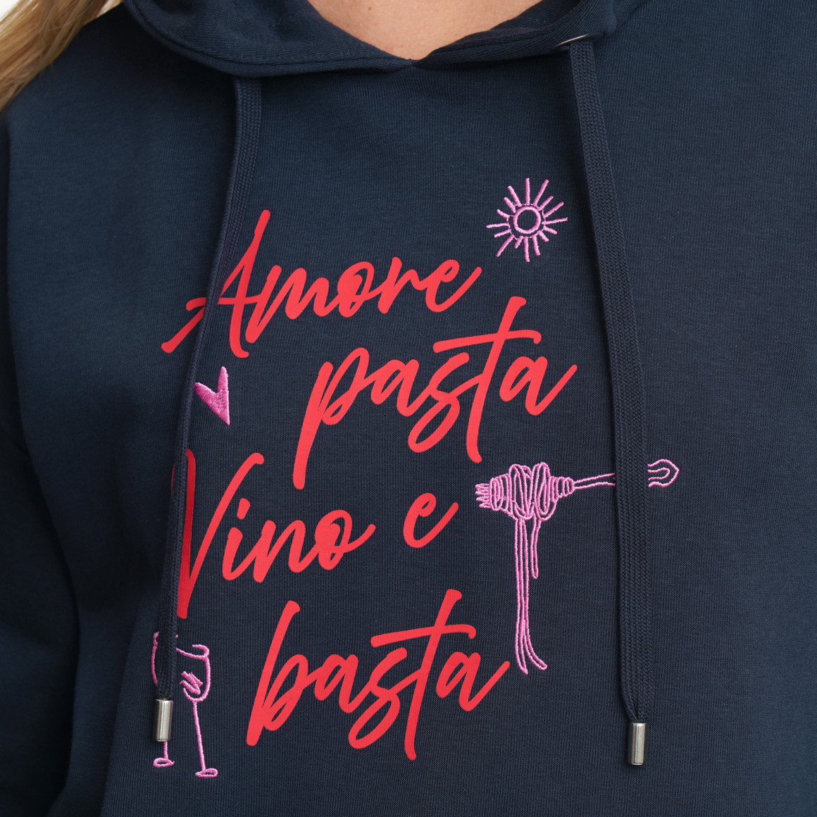 Damen Hoodie mit Print und Stickerei