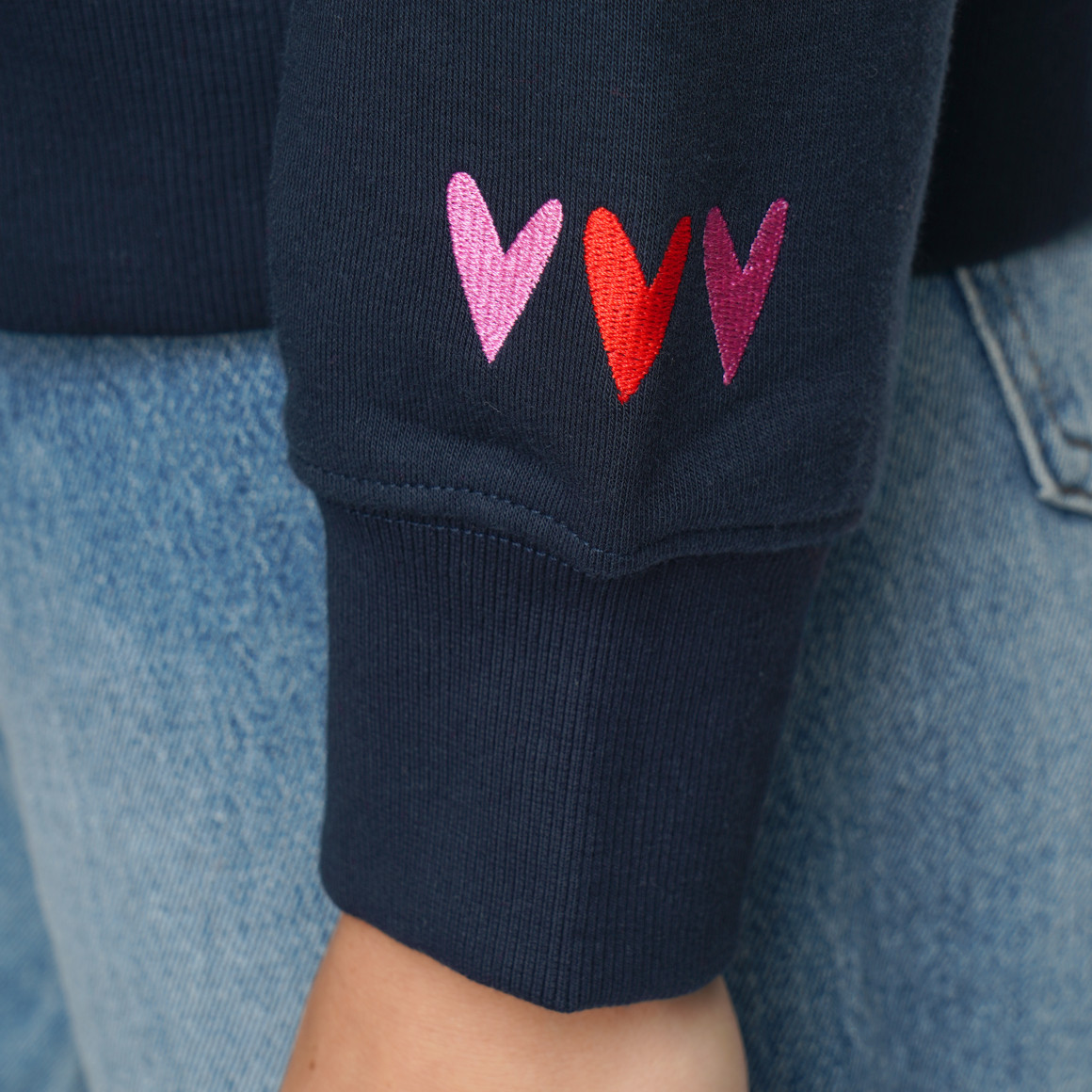 Damen Hoodie mit Print und Stickerei