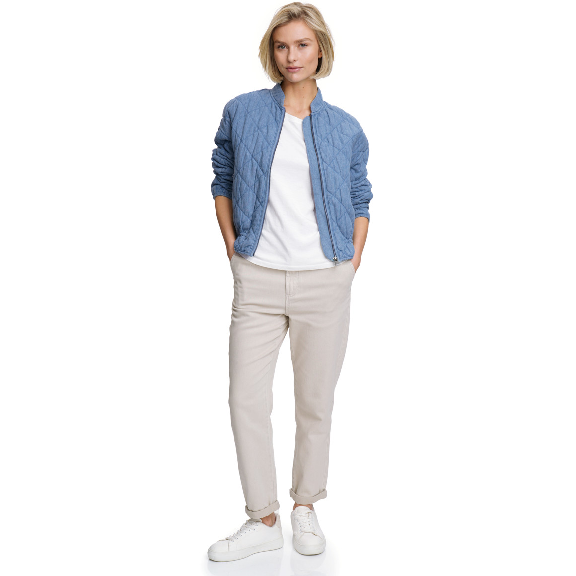 Damen Steppjacke in Denim-Optik