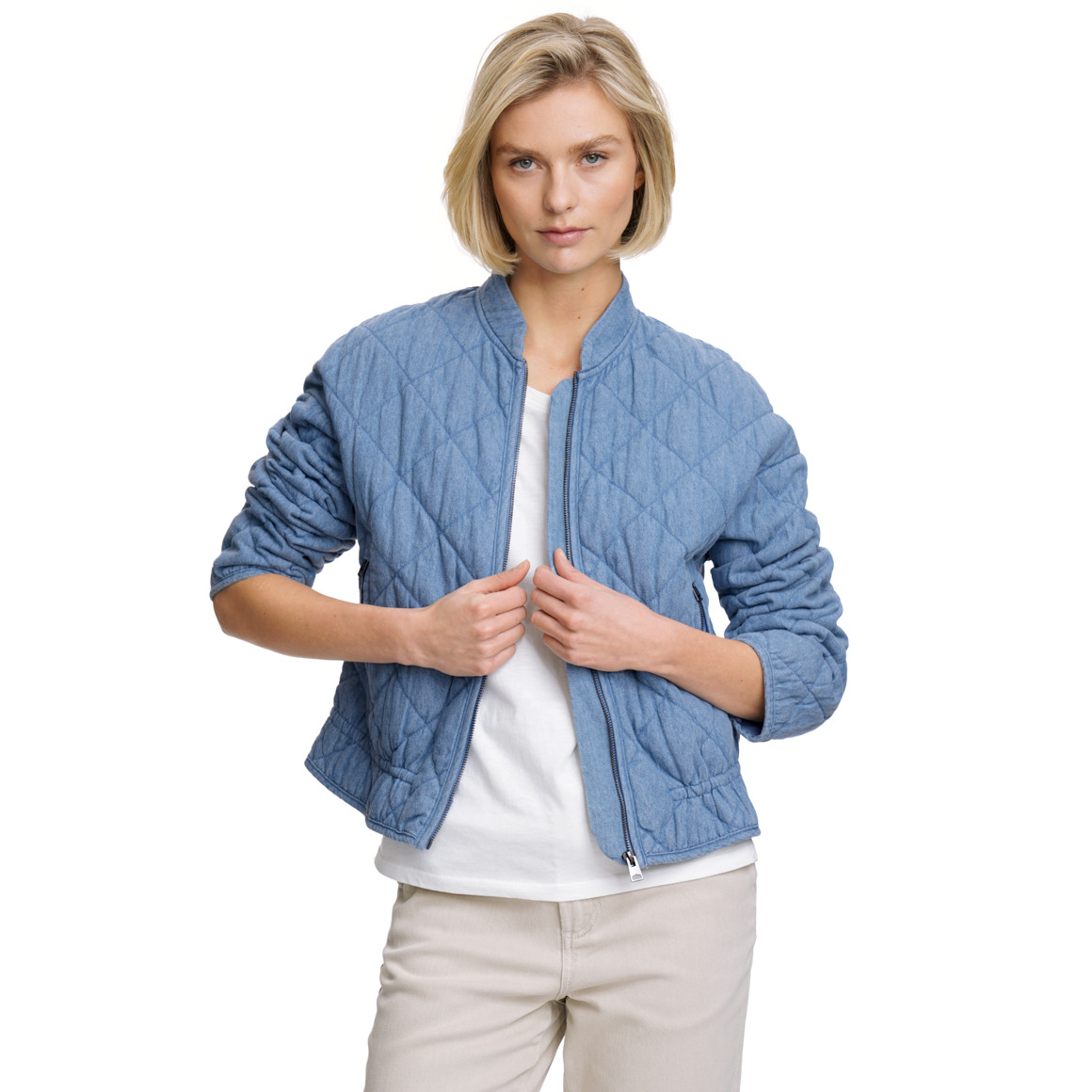 Damen Steppjacke in Denim-Optik