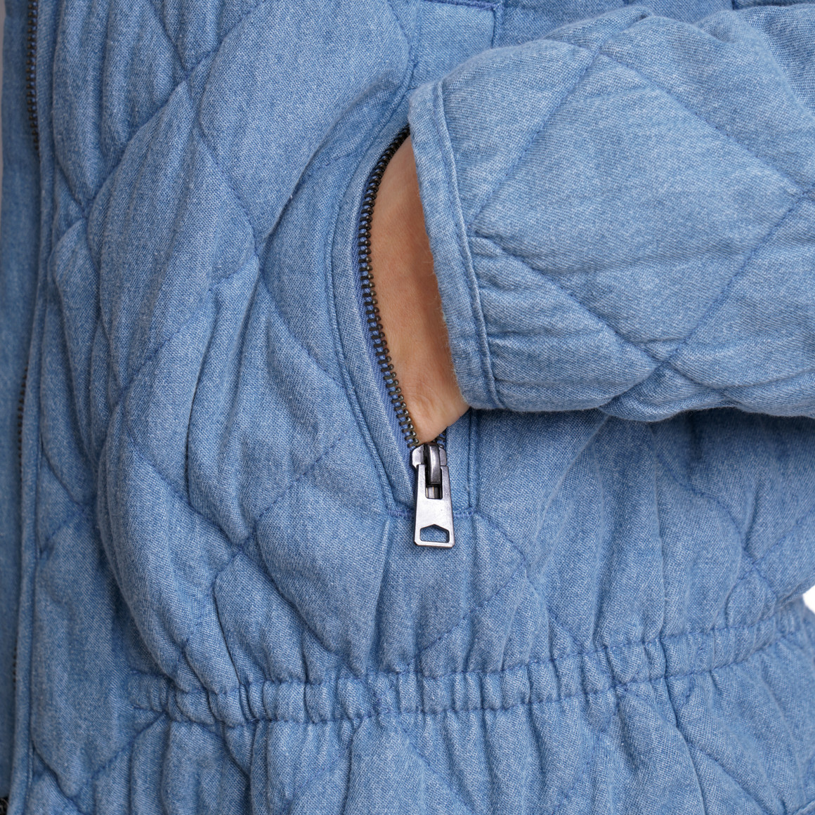 Damen Steppjacke in Denim-Optik