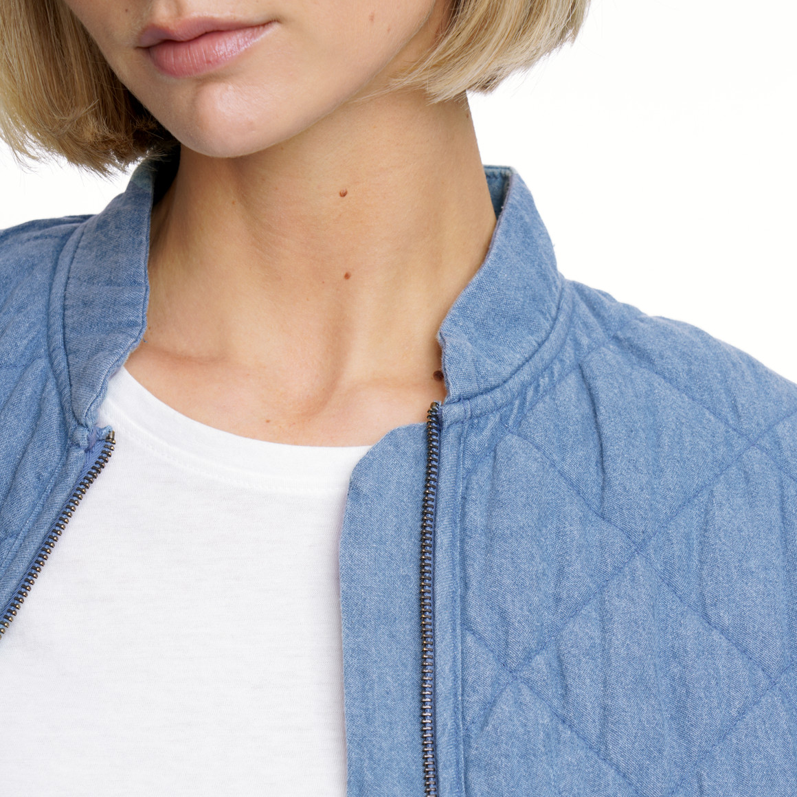 Damen Steppjacke in Denim-Optik