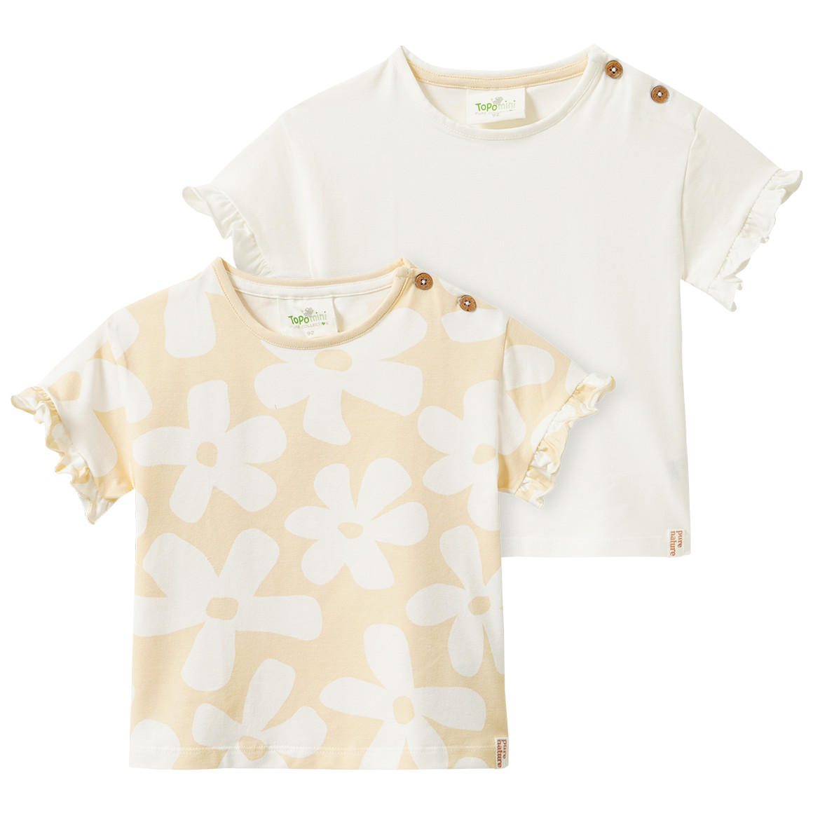 2 Baby T-Shirts mit Rüschenärmeln