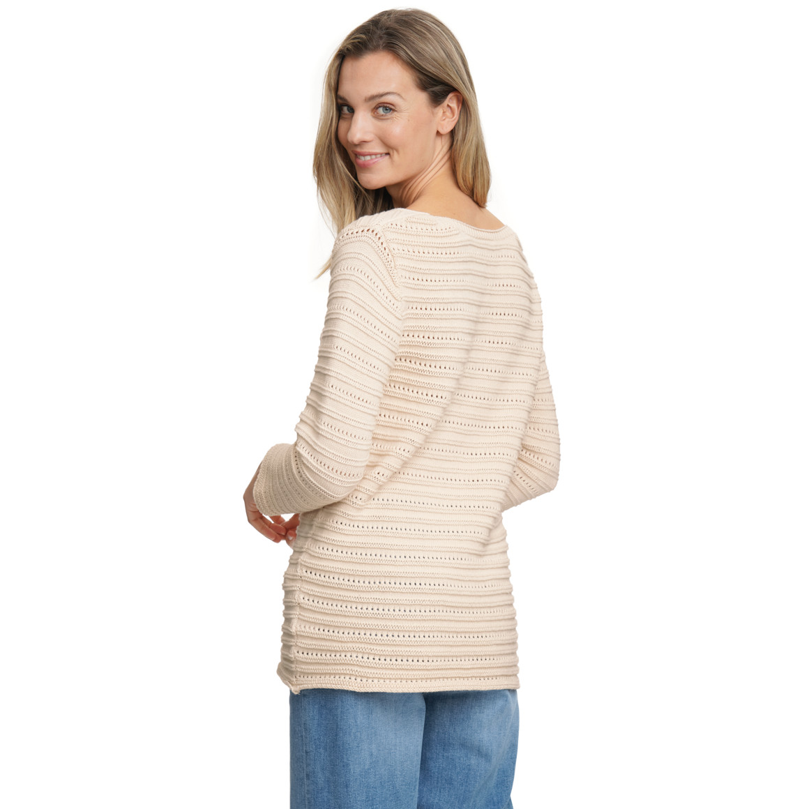 Damen Strickpullover mit Ajourmuster