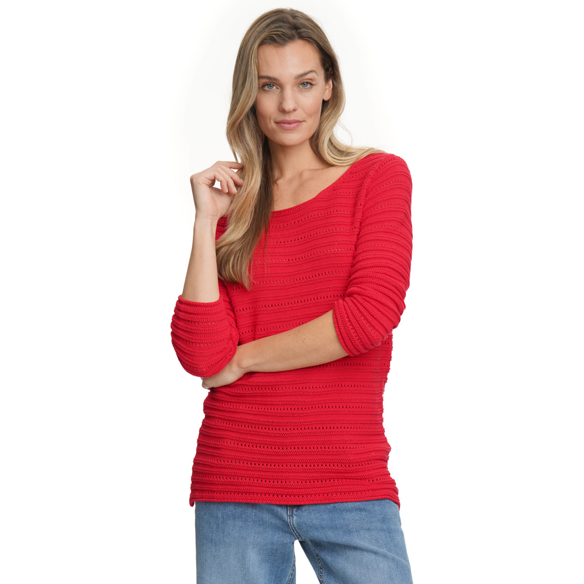Damen Strickpullover mit Ajourmuster
