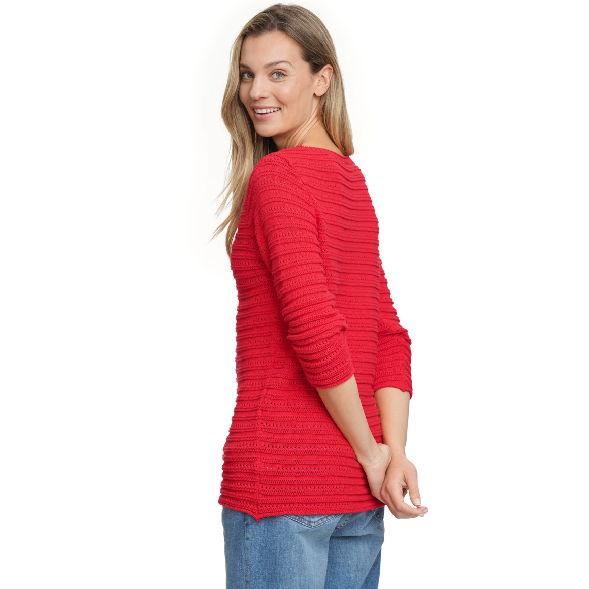 Damen Strickpullover mit Ajourmuster