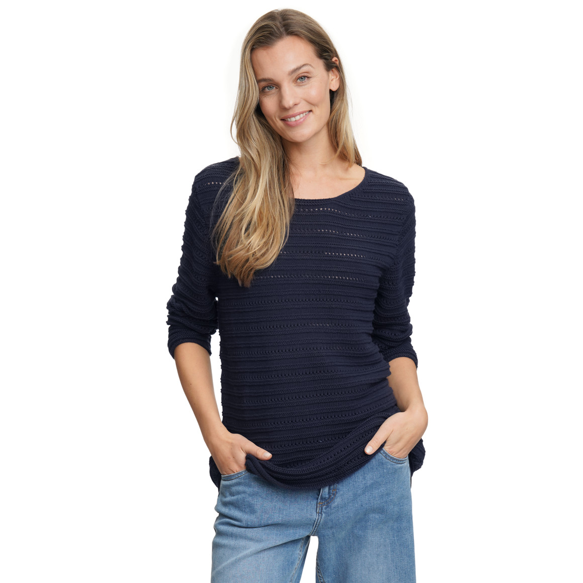 Damen Strickpullover mit Ajourmuster