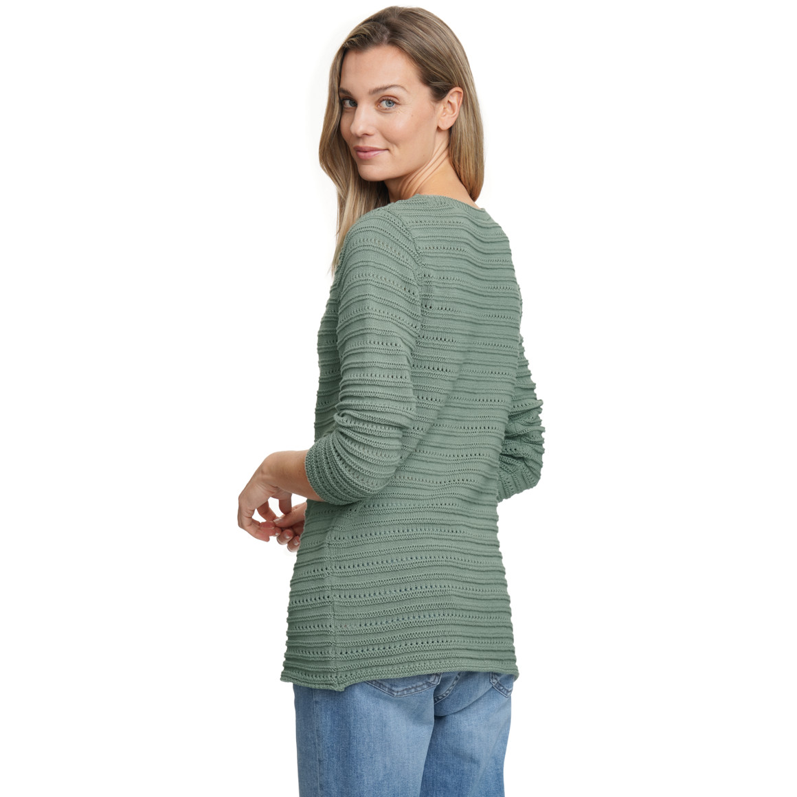 Damen Strickpullover mit Ajourmuster