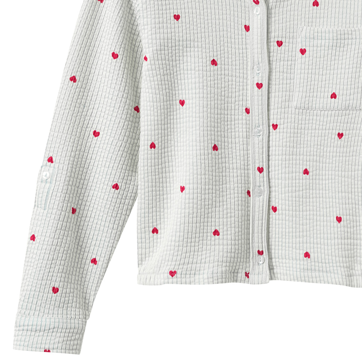 Mädchen Seersucker-Bluse mit Herz-Allover