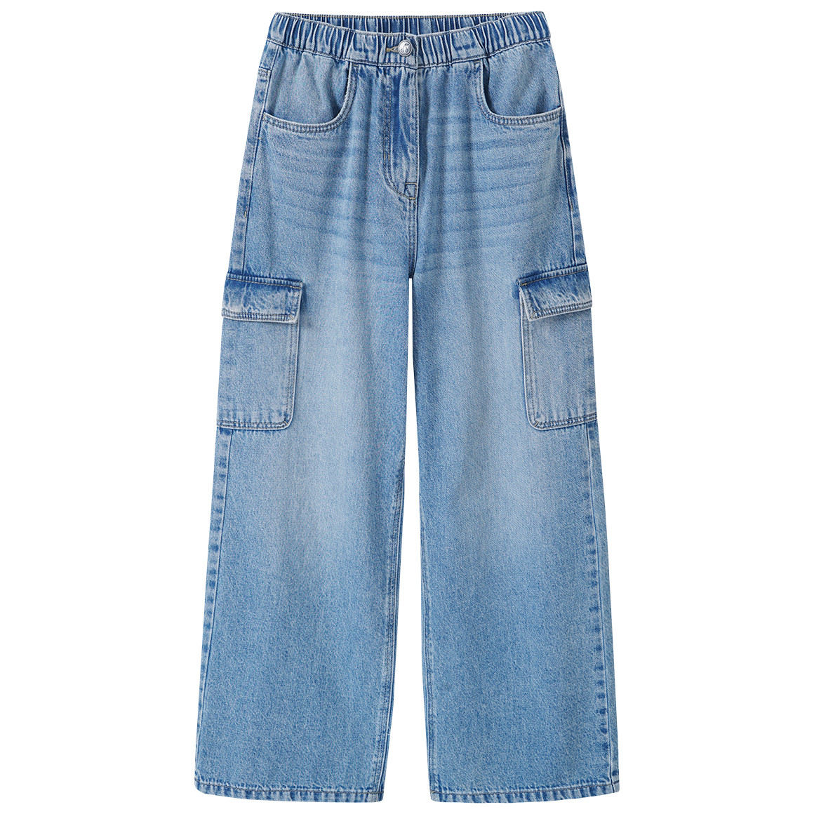 Mädchen Wide-Leg-Jeans mit Beintaschen
