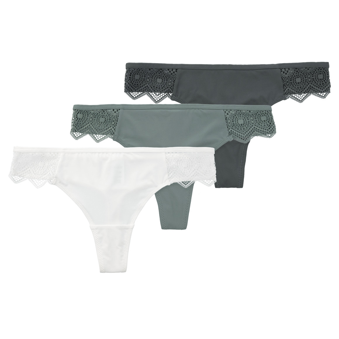 3 Damen Strings mit Spitze