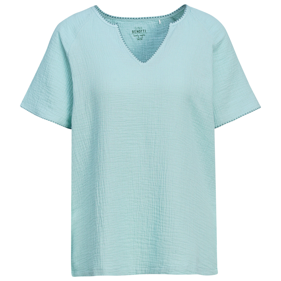 Damen Musselin-Schlafshirt mit V-Ausschnitt