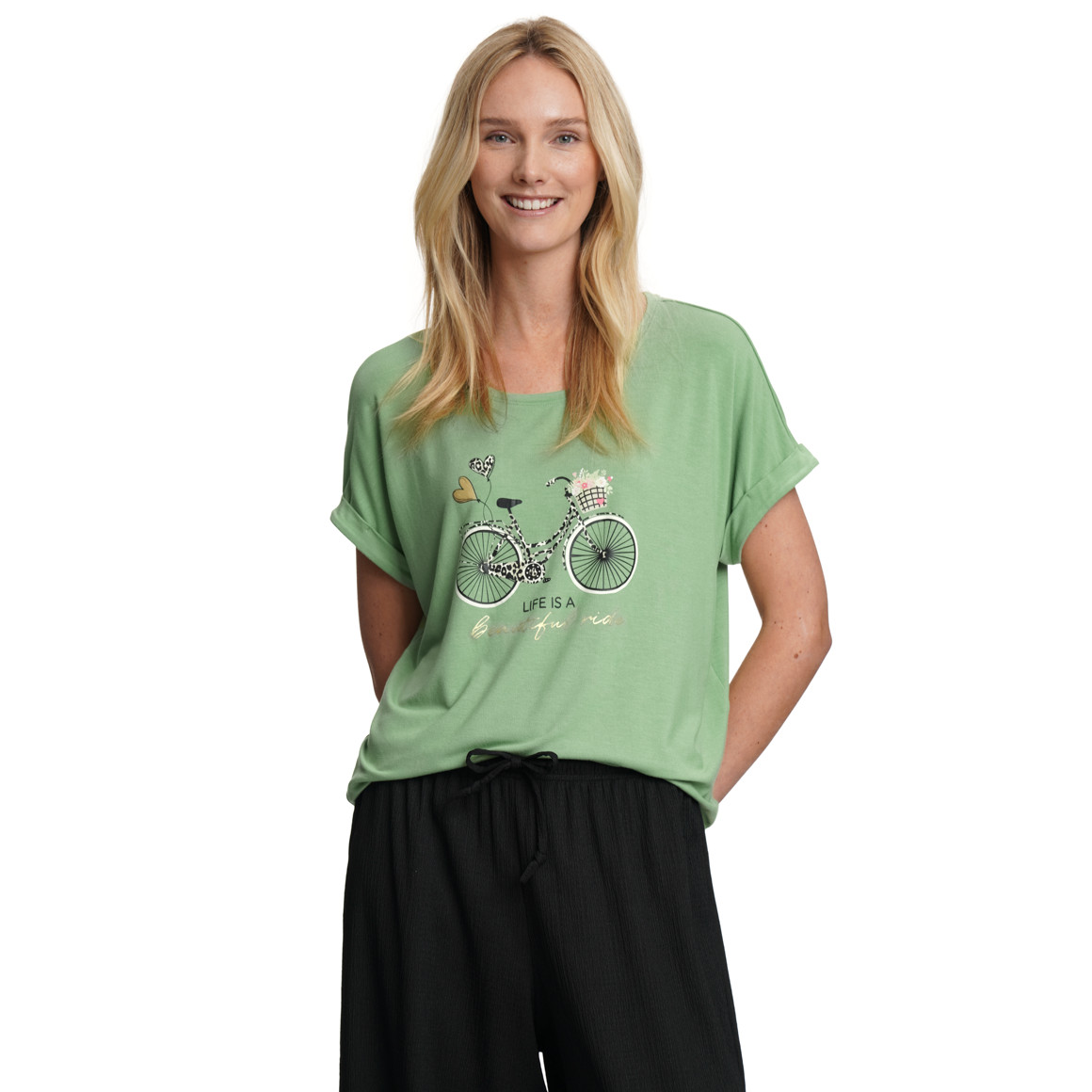 Damen T-Shirt mit überschnittenen Ärmeln