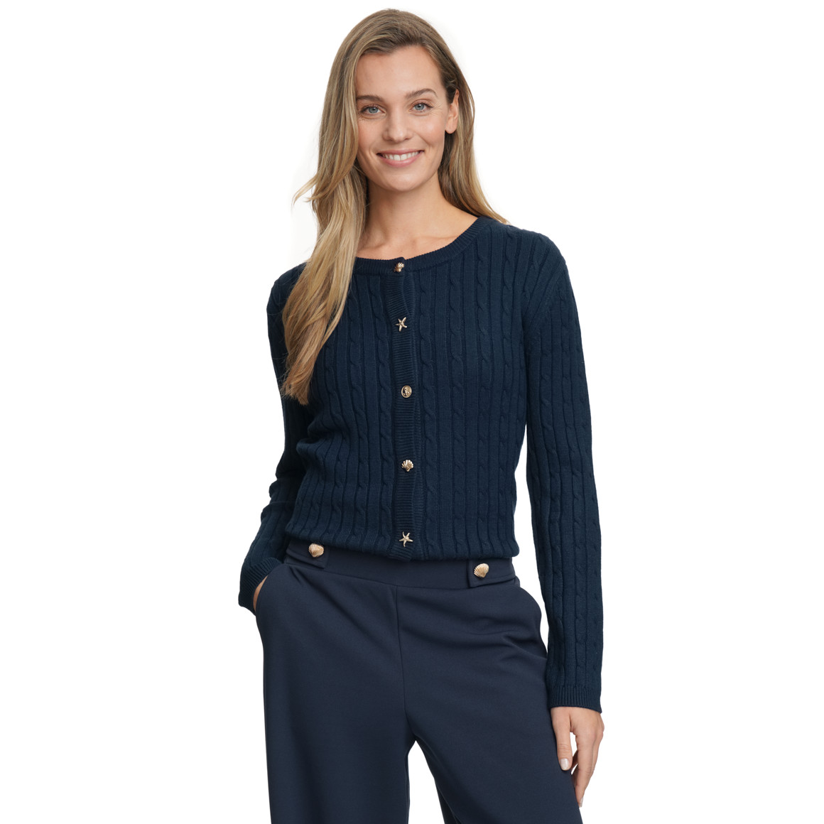 Damen Strickjacke mit Zopfmuster