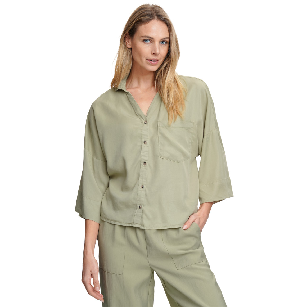 Damen Hemdbluse mit kurzen Ärmeln