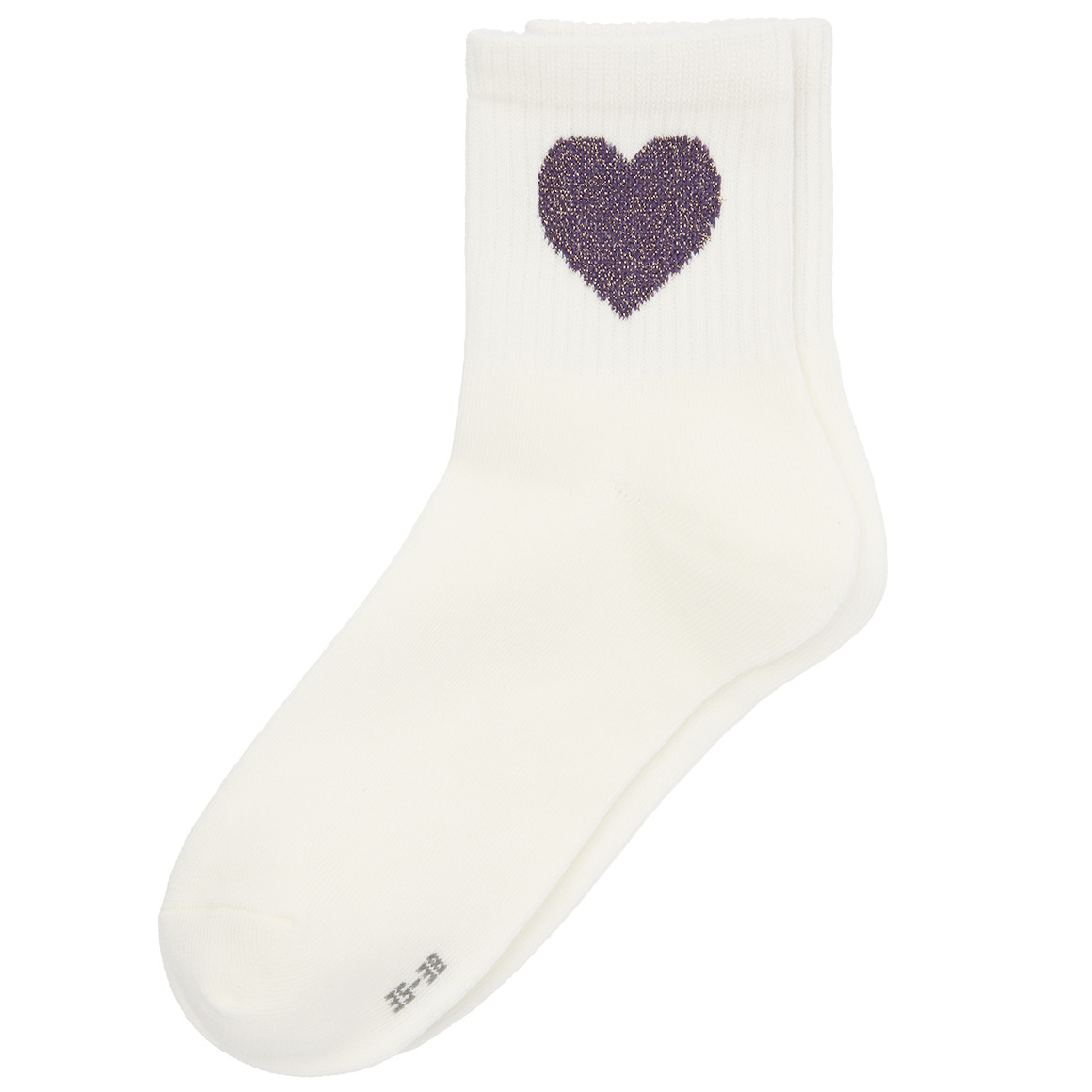 1 Paar Damen Tennissocken mit Herz-Motiv