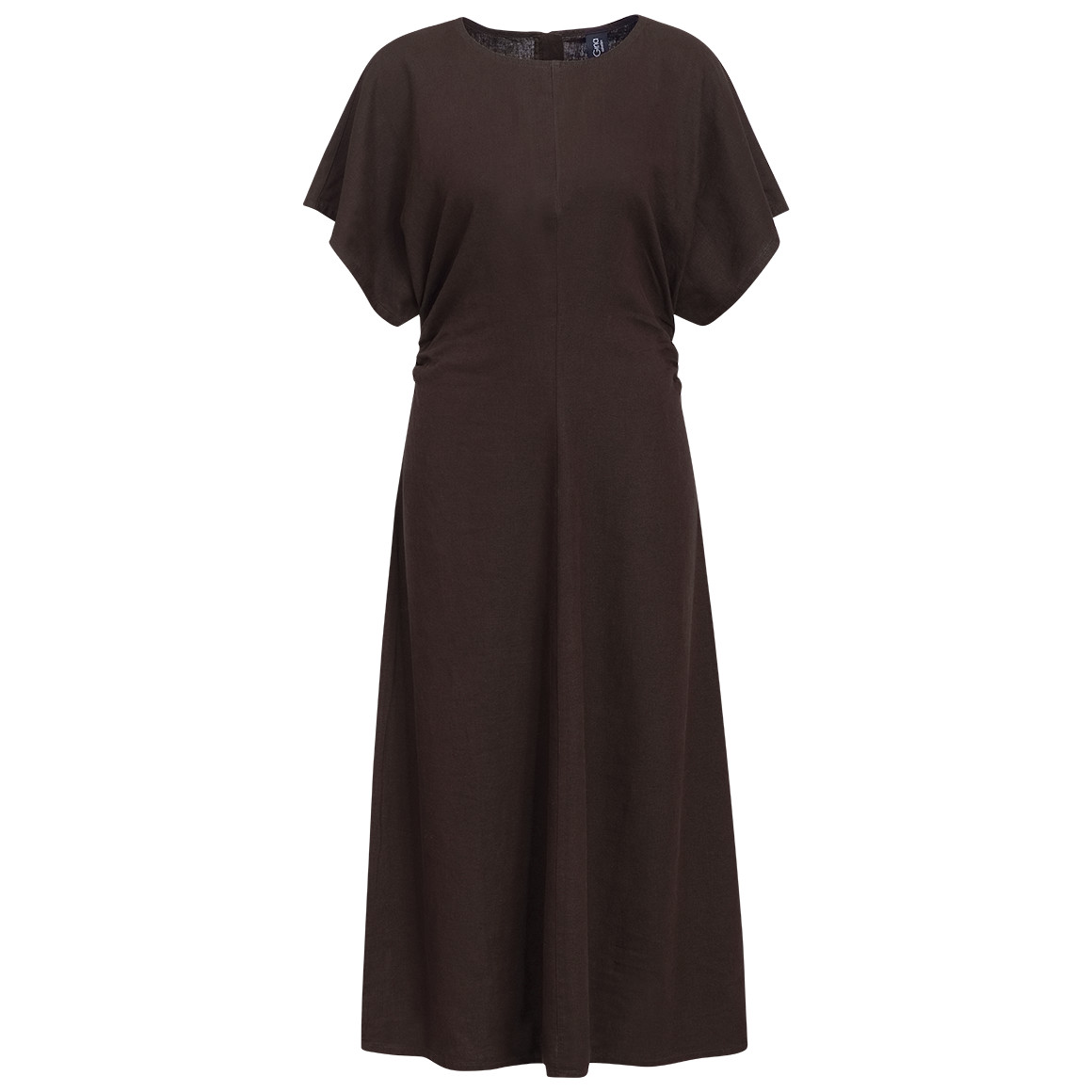Damen Leinen-Kleid mit kurzen Ärmeln