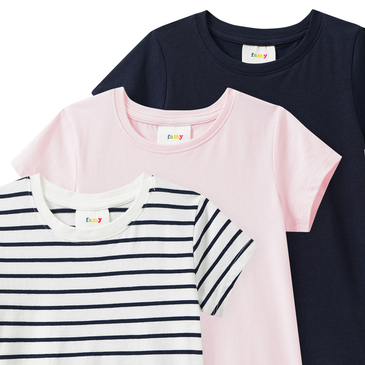 3 Mädchen T-Shirts im Basic-Look