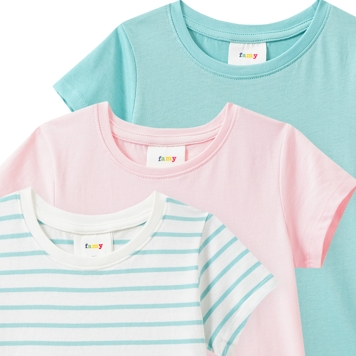 3 Mädchen T-Shirts im Basic-Look