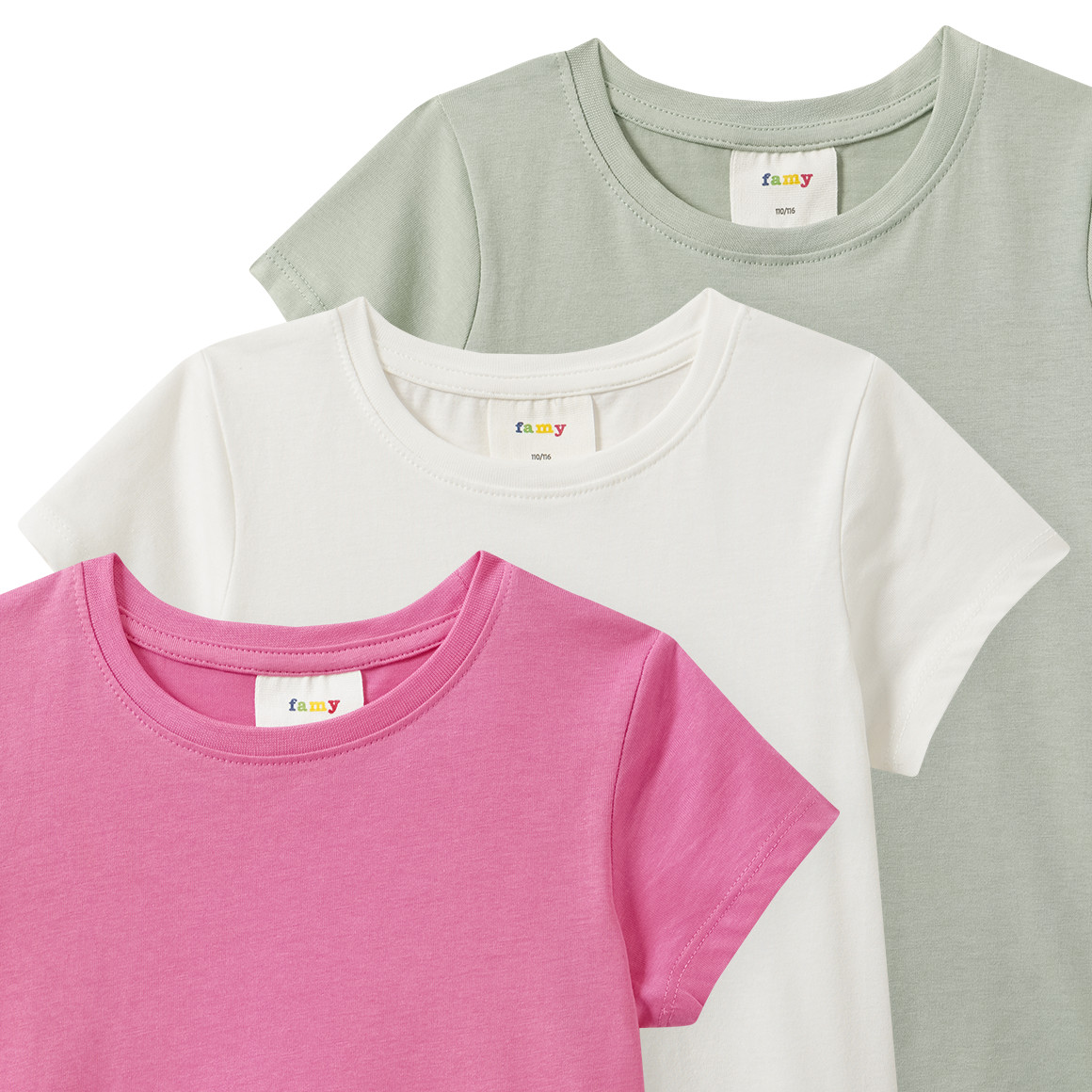 3 Mädchen T-Shirts im Basic-Look
