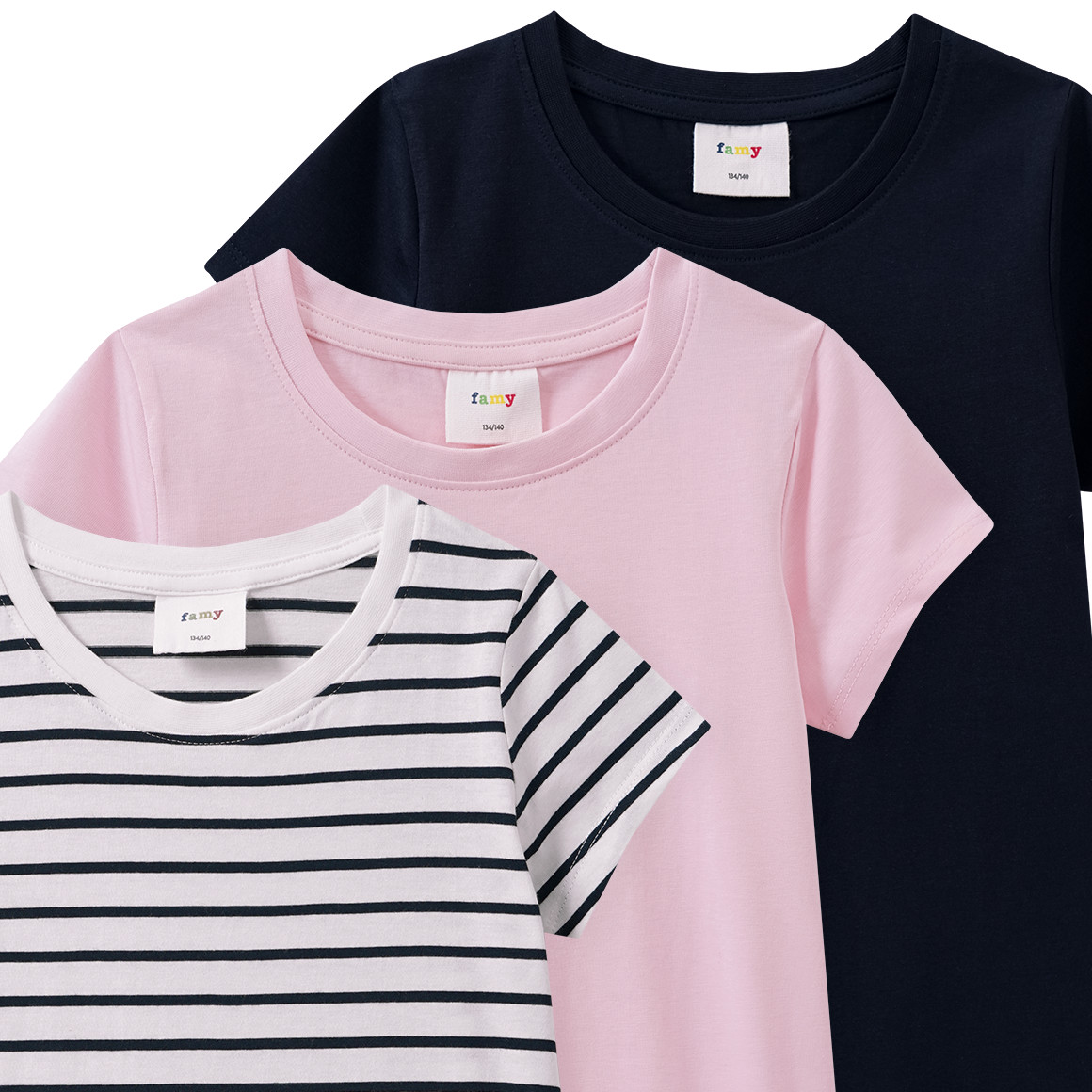 3 Mädchen T-Shirts im Basic-Look