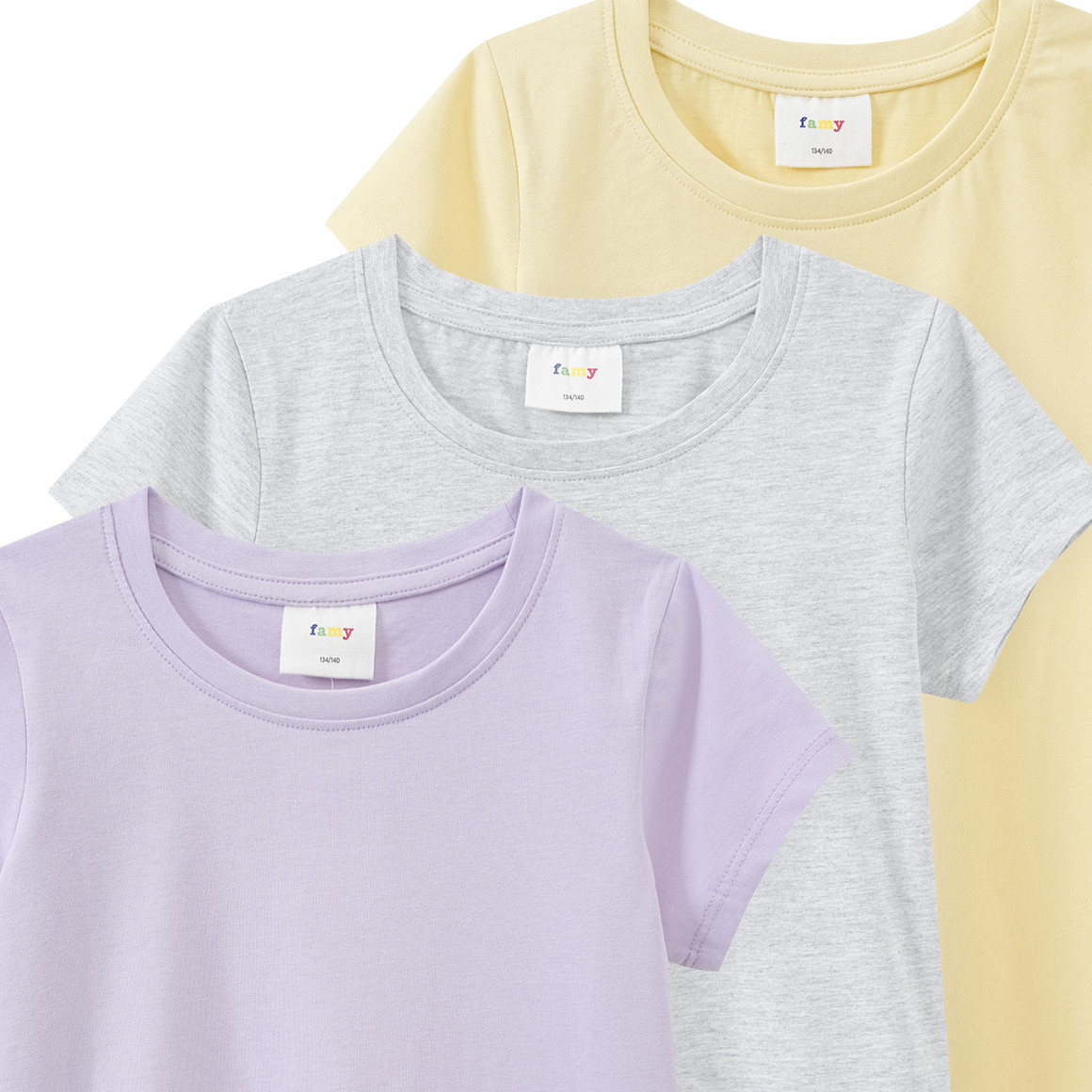 3 Mädchen T-Shirts im Basic-Look
