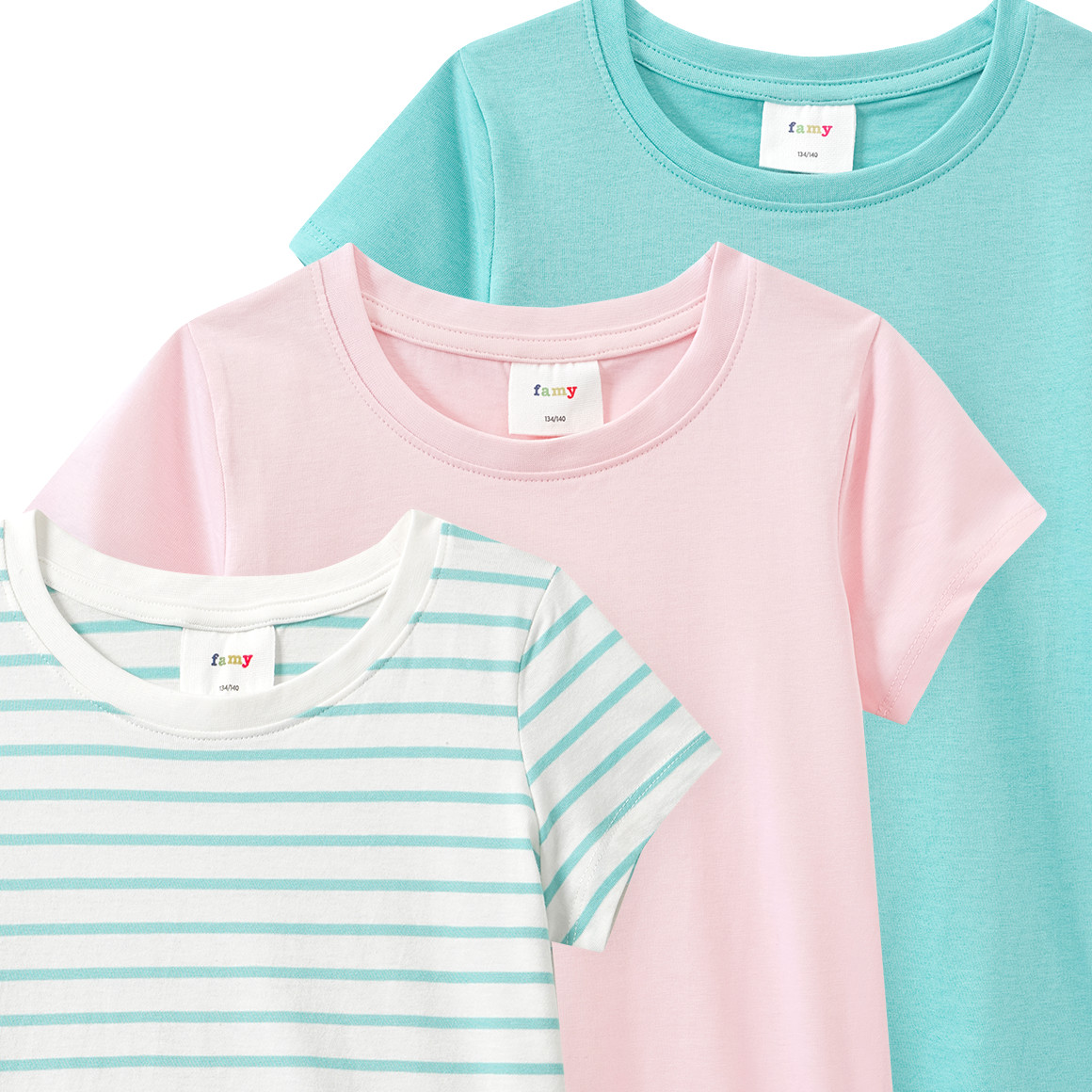3 Mädchen T-Shirts im Basic-Look