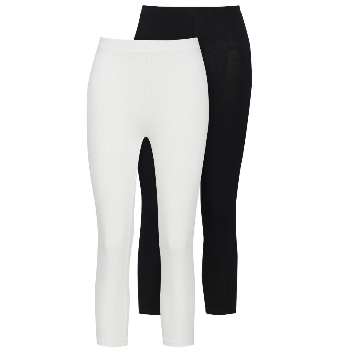 2 Damen 3/4-Leggings unifarben