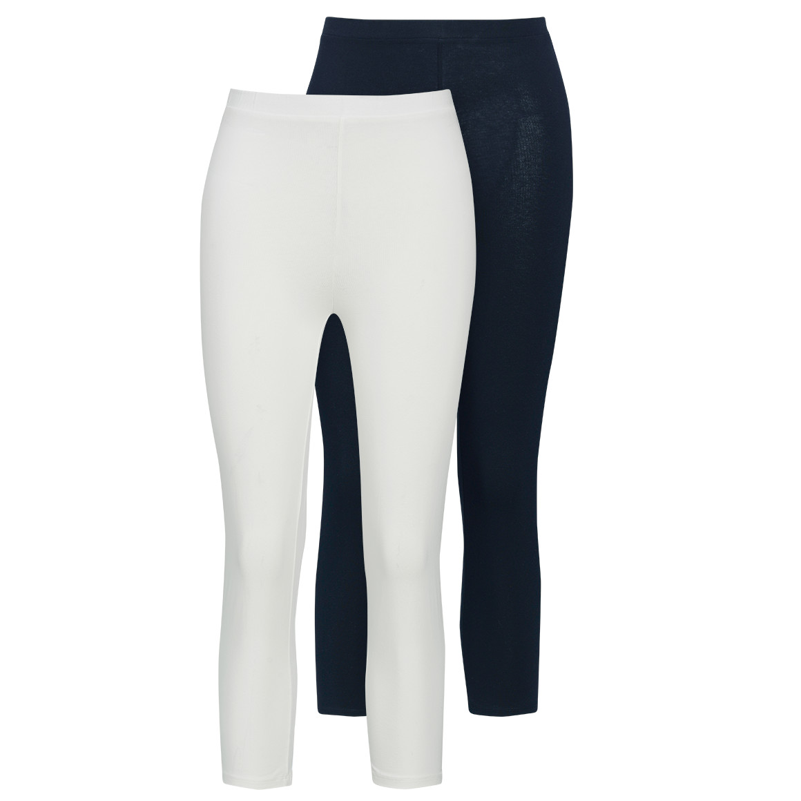 2 Damen 3/4-Leggings unifarben