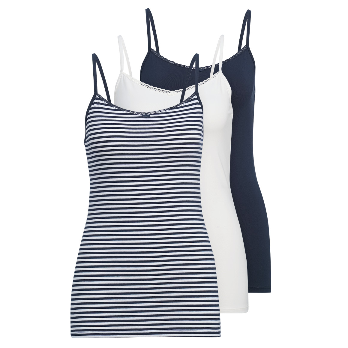 3 Damen Unterhemden mit Spitze