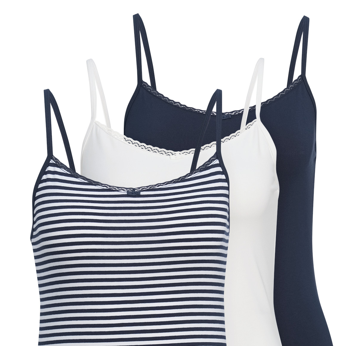 3 Damen Unterhemden mit Spitze