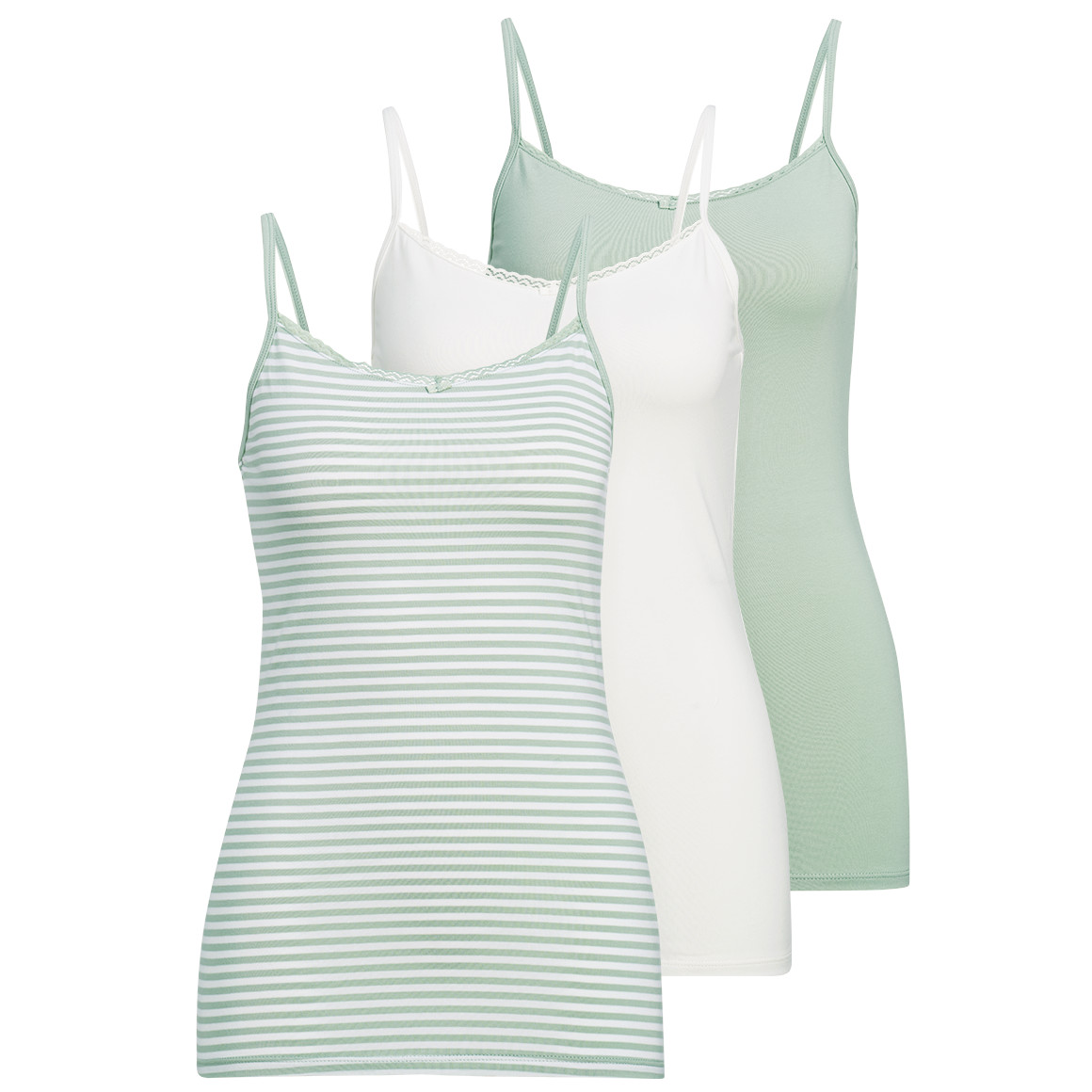 3 Damen Unterhemden mit Spitze