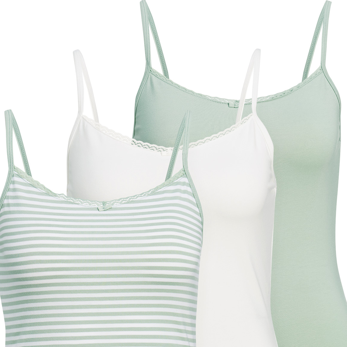 3 Damen Unterhemden mit Spitze