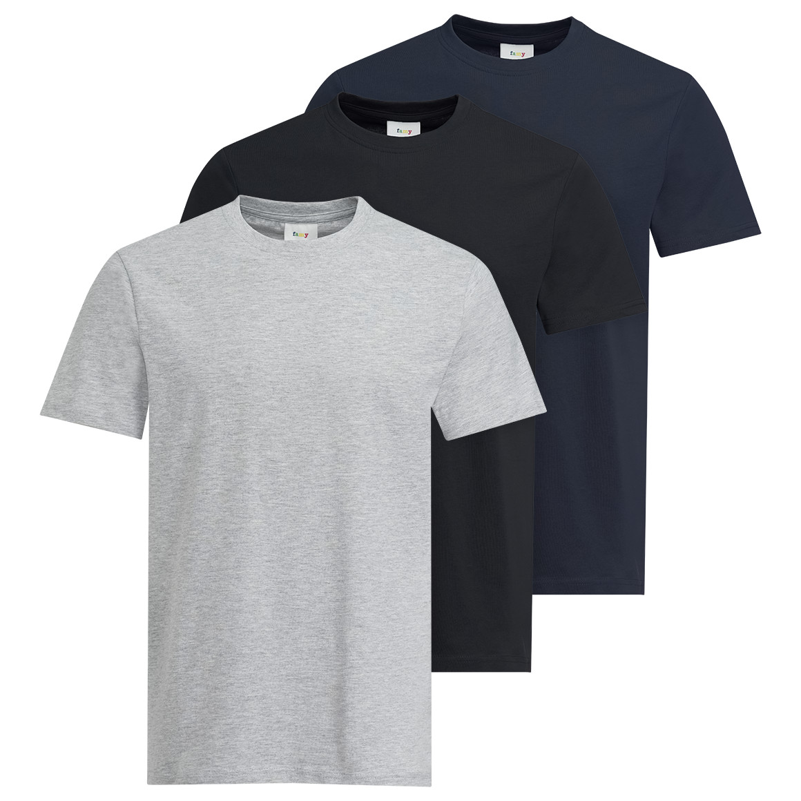 3 heren T-shirts in basic-look