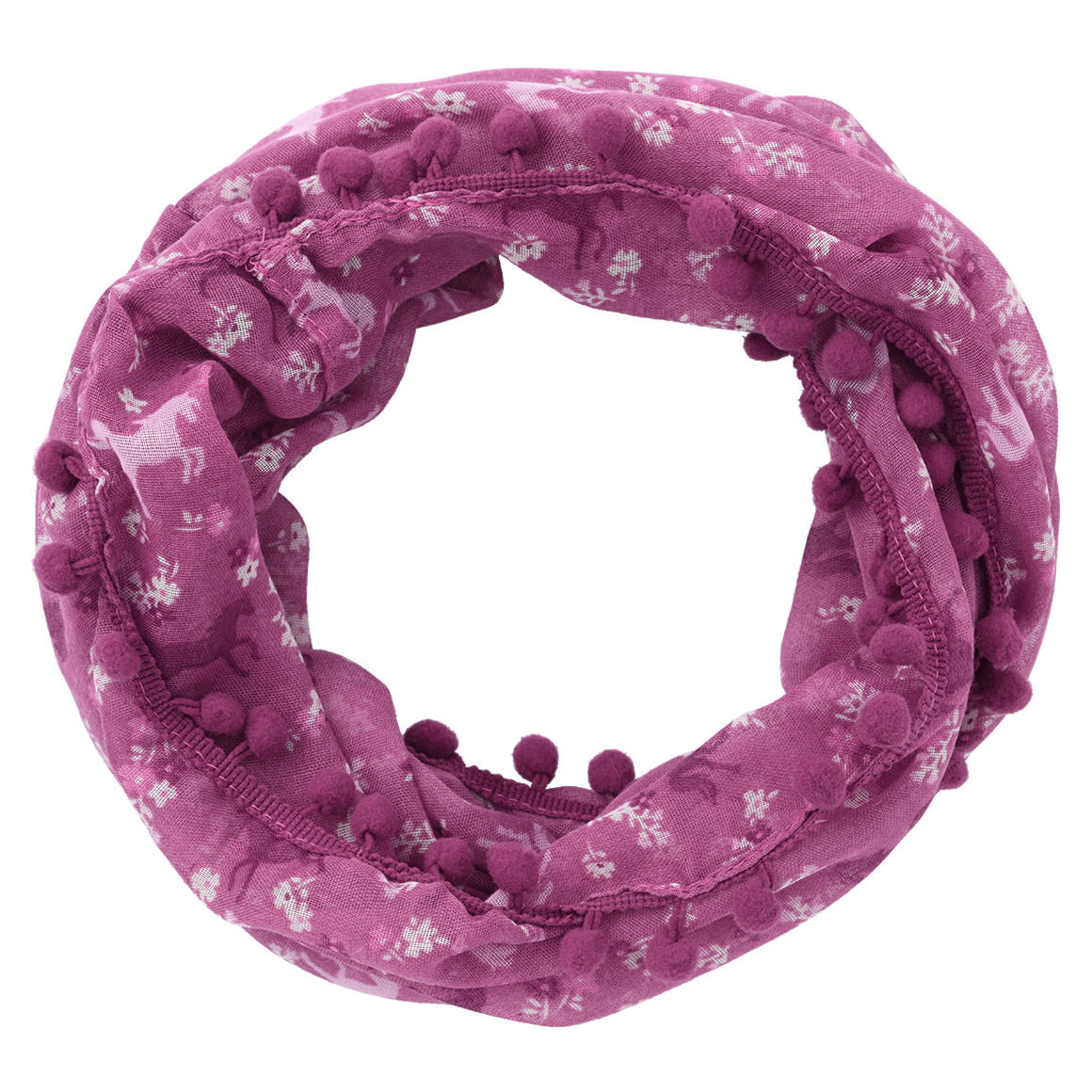 Mädchen Rundschal mit Pferde-Allover