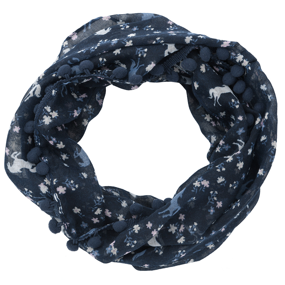 Mädchen Rundschal mit Pferde-Allover