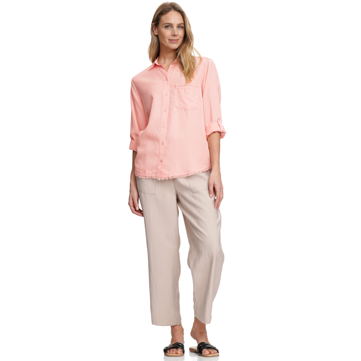 Damen Hemdbluse mit Turn-up-Ärmeln