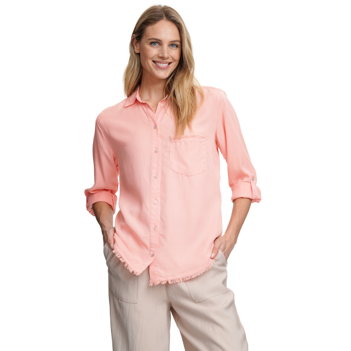 Damen Hemdbluse mit Turn-up-Ärmeln