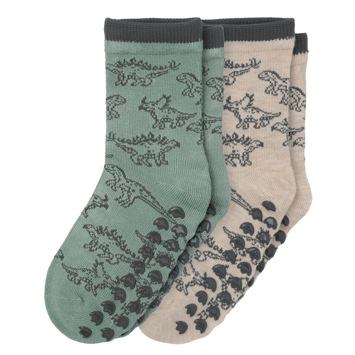 2 Paar Jungen Stoppersocken mit Dino-Motiven