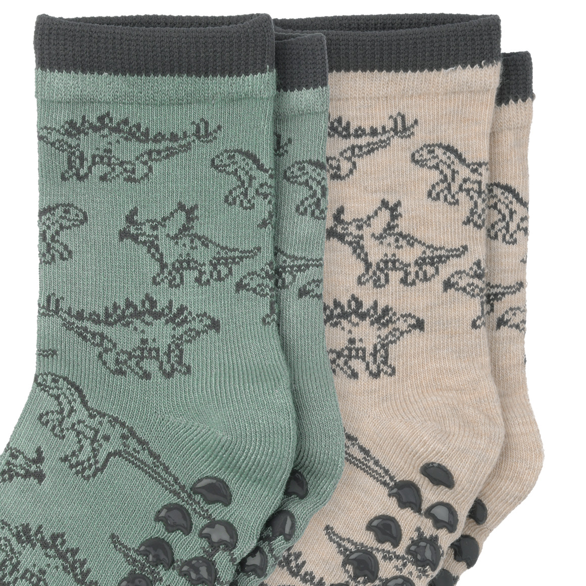 2 Paar Jungen Stoppersocken mit Dino-Motiven