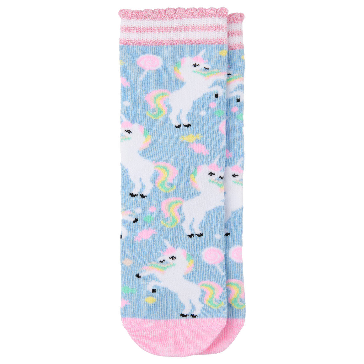 1 Paar Mädchen Socken mit Einhorn-Motiv